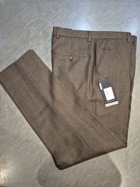 BEN SHERMAN SLIM Fit Suit Trousers, Brown Rust Speckle Size 34R