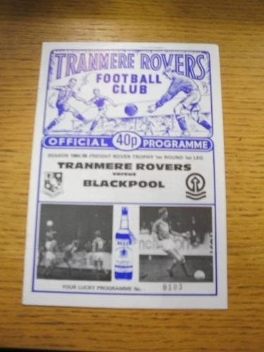 21/01/1985 TRANMERE ROVERS v Blackpool [Freight Rover Trophy] . No ...