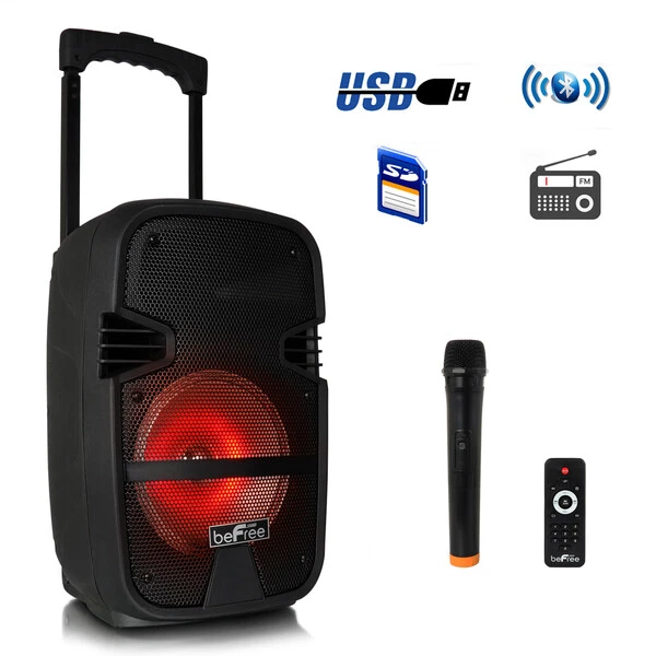 beFree Sound 8 Inch 400 Watt Bluetooth Portable Party PA Speaker System with ...
