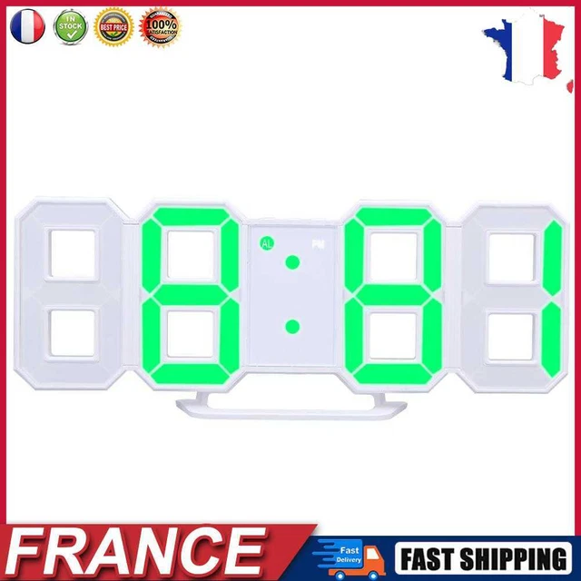 Digital LED Table Clock 24 or 12-Hour Display Alarm Snooze 8888 Display fr