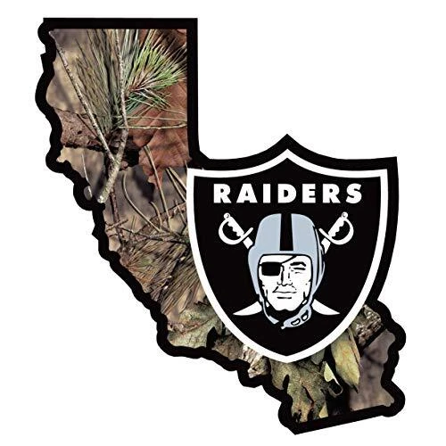 NFL Oakland Raiders State Decal w/Mossy Oak Camo, Green,  One Size, Made in US