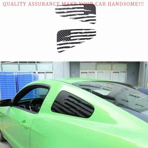 For Ford Mustang 2010-2014 Carbon Fiber US Flag Window Scoop Louver Quarter 2PCS