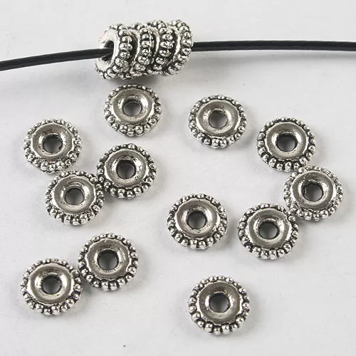 80pcs Dark Silver Tone 6mm Spacer Beads H3794