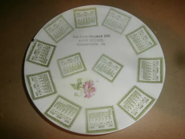 Vintage 1907 Calendar Plate Rufe Gussman Co New Store Quakertown PA