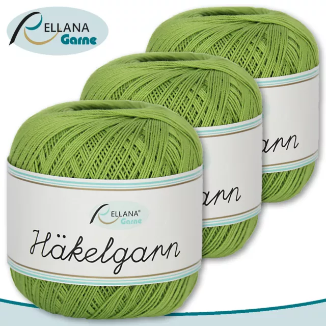 Rellana 3 x 50 g Häkelgarn |32|100% Baumwolle mercerisiert und gasiert Amigurumi