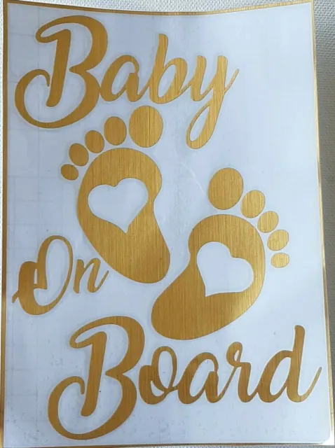 Baby on Board Aufkleber Füße Kids Kind an Bord Sticker 17x13 cm gold
