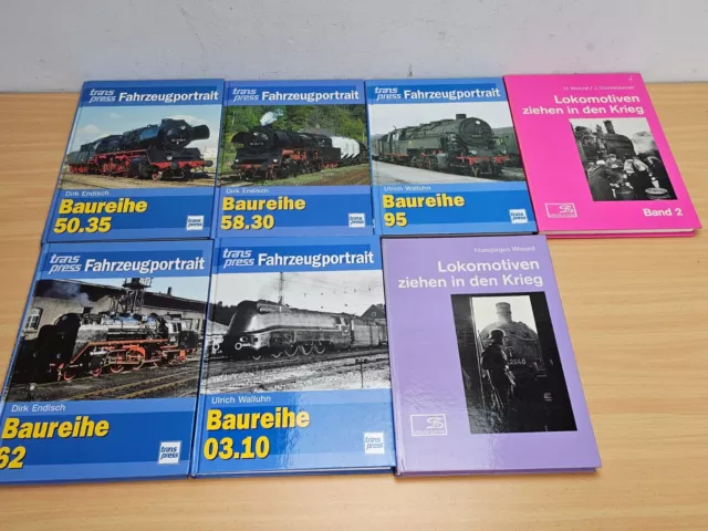 7x Bücher Dampflok BR 50.35+58.30+95+62+03.10+Lok im Krieg Eisenbahnbücher