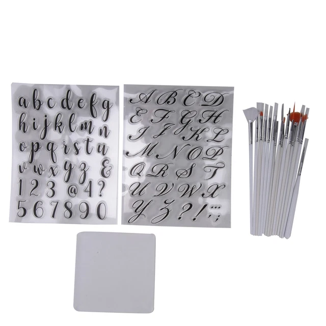 Alphabet Cake Stamp Tools,Letter Fondant Stamps with Decorating Brushes,NumK8