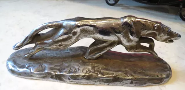 Vintage Art Deco F Chahey Lake City Malleable Co 1929 Chrome Greyhound sculpture