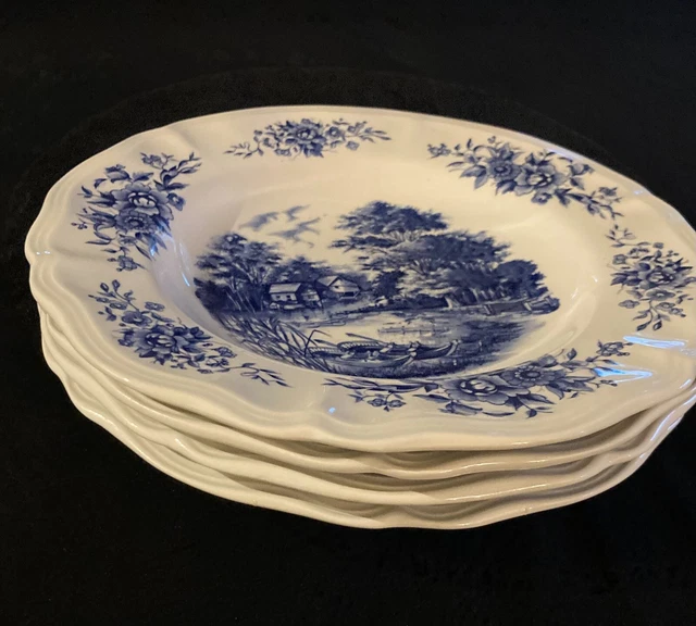 Lot De 4 Assiettes à Dessert En Porcelaine Boston Warehouse – Collection Harvest Pie (état Impeccable)