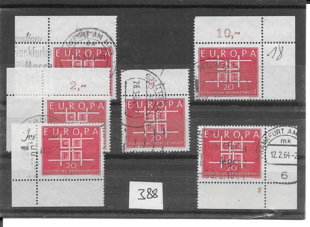 (388) Bund Mi. 407 5 Eckränder + OR gestempelt