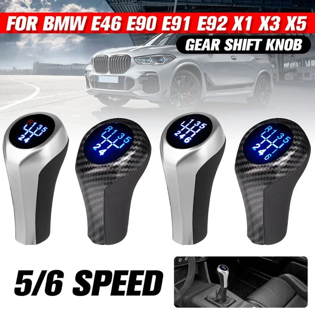 5 6 SPEED GEAR Shift Knob Shifter W LED Light For BMW E46 E90 E91