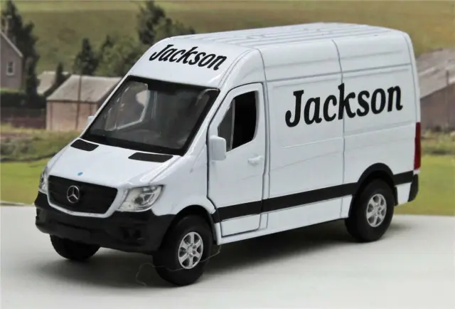 White Mercedes Sprinter Van PERSONALISED NAME Boys Toy Model Present gift Boxed