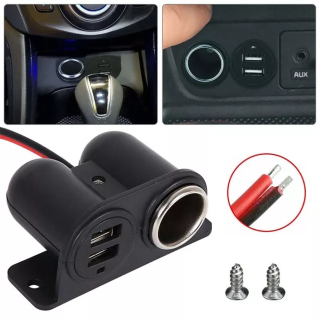 Dual USB Cigarette Lighter Socket Splitter 12V Car Charger Power Outlet Adapter