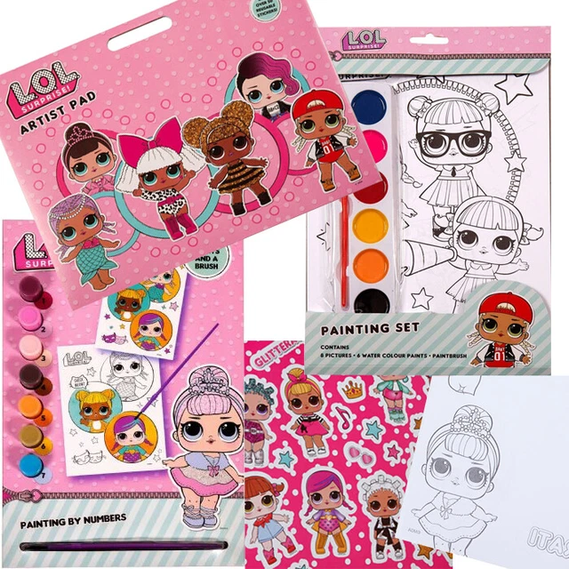 LOL SURPRISE ART & Crafts Colouring Painting Sticker Books Fun Girls