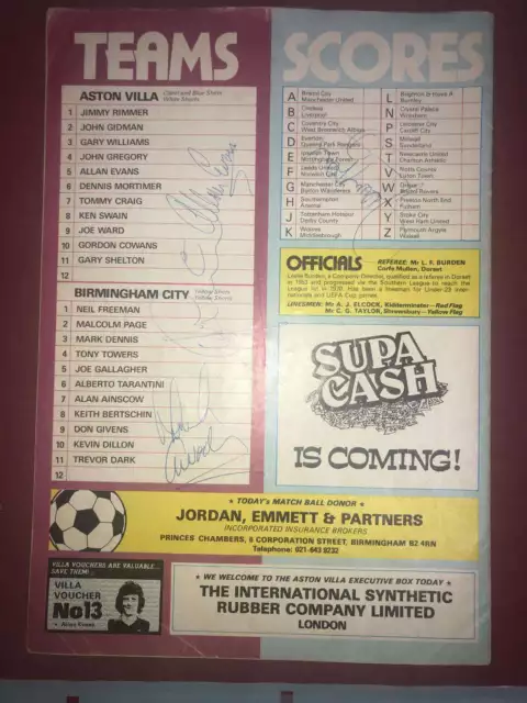 ASTON VILLA, 1978/1979, an autographed football programme from the game versus B