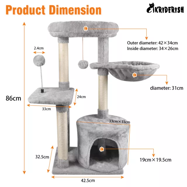 Kratzbaum Große Katzen Kletterbaum Katzenbaum XXL Katzenkratzbaum Stabil 86 cm