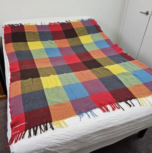 Vintage Travel Rug Throw Blanket Harlequin Check 160x135cm – Cutter Upcycle