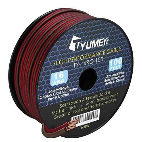 100FT 16 Gauge 2 Conductor Electrical Wire, Matte Finish Semi-Transpar...