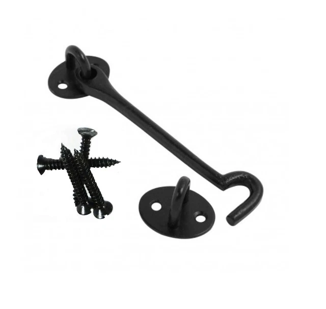 CABIN HOOK CAST Iron Black HEAVY DUTY for Gate Door Eye Latch Catch £5.