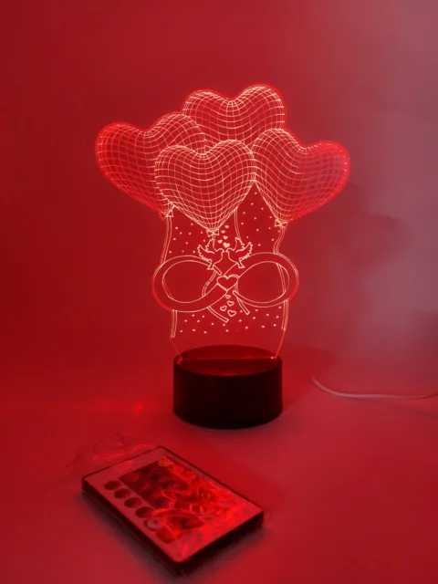 Luce da notte camera Lampada led 7 colori cuore San Valentino Idea reg –  Shop Ricomincio da tre