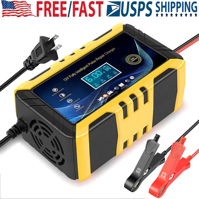 Battery Charger 6-Amp 12V Automatic Smart Battery Trickle Charger Battery Maintainer Desulfator Temperature Compensation Car Truck Motorcycle Lawn Mo