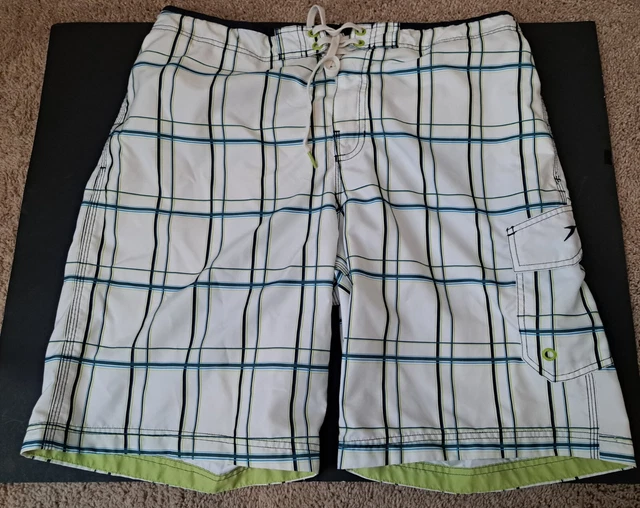 SPEEDO Men Adult LARGE White Draw String Cargo Surf Swim Shorts