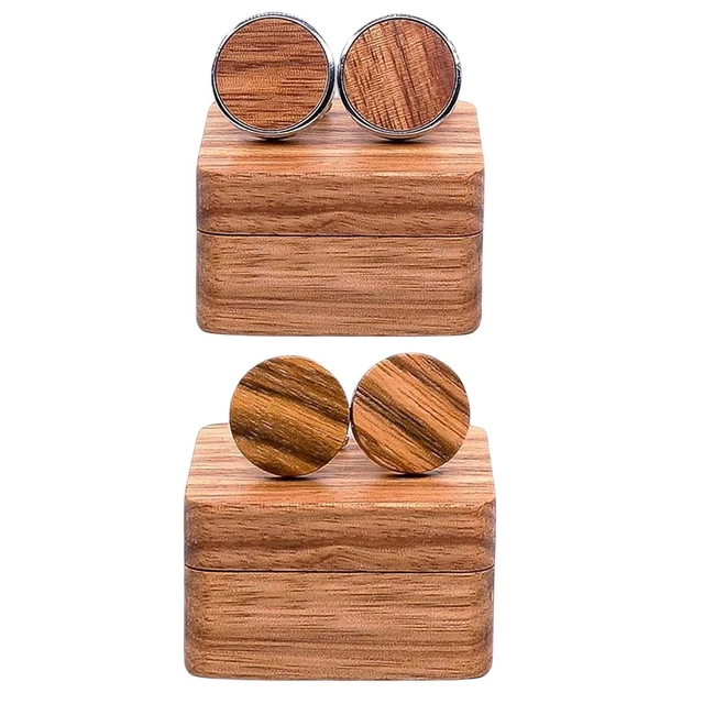 bigworldlittlethings runde Manschettenknöpfe aus Holz mit Organizer-Box schön für