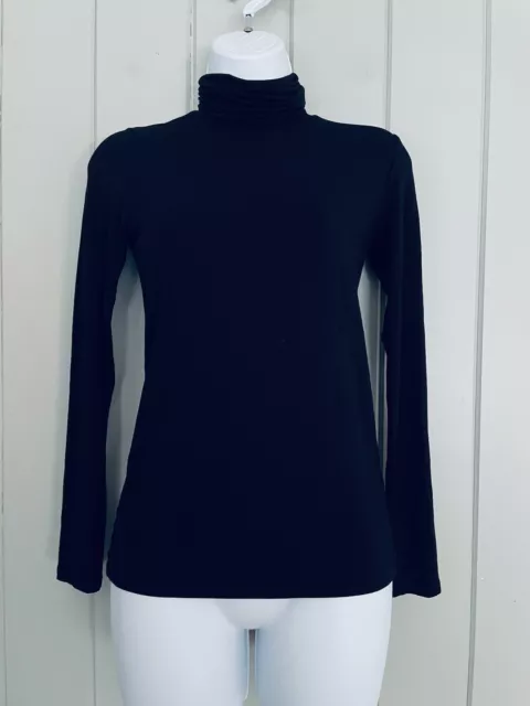 Majestic Paris Neiman Marcus Turtleneck Top 1 XS Black Soft Touch Long Sleeves