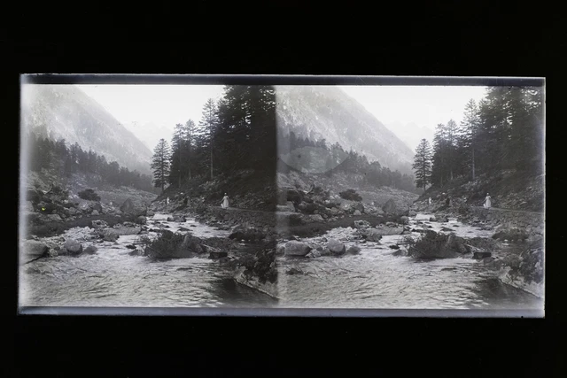Montagne France Cauterets Photo Stereo L2n7 Vintage Plaque de verre NEGATIF