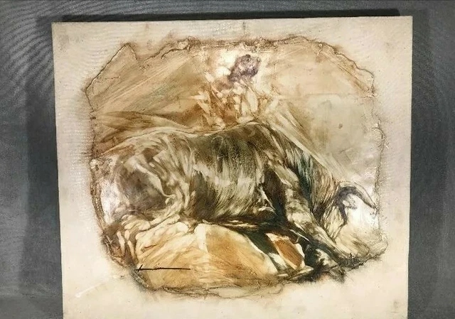 Óleo sobre lienzo - torero y toro - Rafael Leiva - Firmado