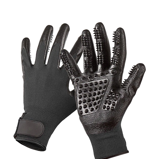 2X Pet Grooming Gloves Brush Dog Cat Hair Remover Mitt Massage Deshed One Size