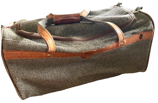 Vtg Hartmann Tweed Leather Carry On Overnight Weekend Bag Luggage Suitcase MINT