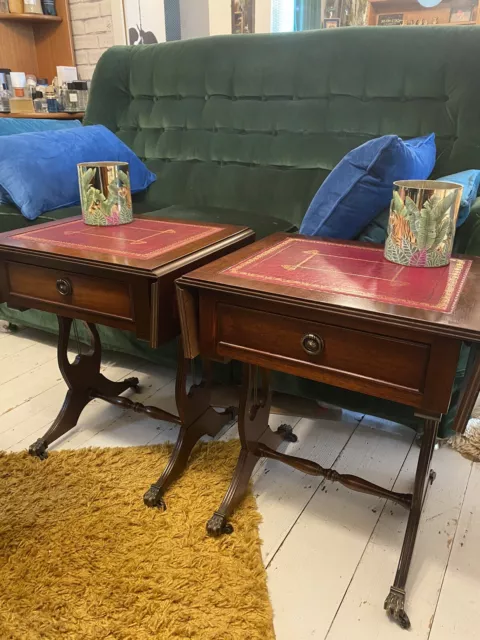 A Pair of Vintage Regency Style Mahogany Drop Leaf Side Tables