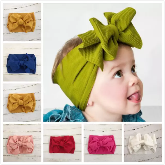 Handmade Baby Girls Large Bow Headband Infant Toddler Knot Hair Band Head Wrap