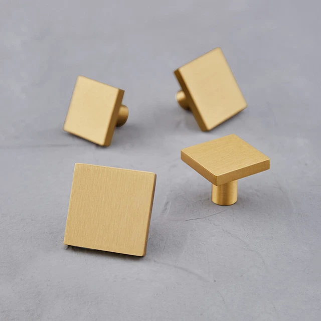 Square Cabinet Knob Brass Drawer Cupboard Door Handle Dresser Pull Home Hardware