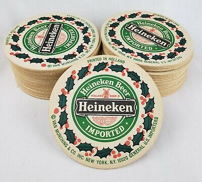 Heineken Lot of 39 Heineken Beer Bar Coasters Barware Beverage Drink NOS New Old Stock 