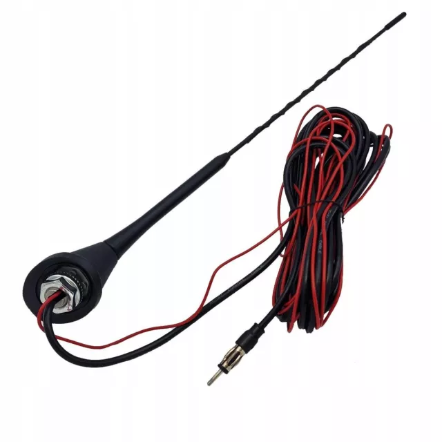 Vehículo Techo-Antena 16V con Pie + Cable Am Fm Clavija Din Radio de Coche