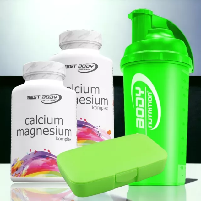 Best Body Calcium Magnesium 2 x 100 Kapseln + Box und Shaker Grün 133,53€/kg