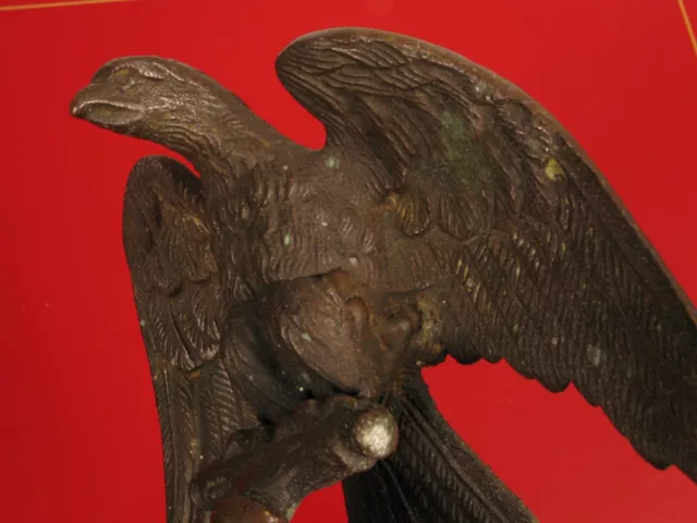 Antique Bronze Eagle Flag Finial Topper Americana Rare !!