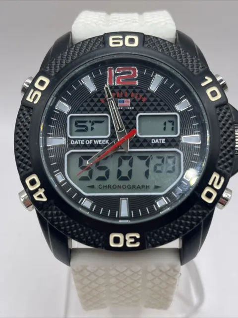 U.S Polo Assn Men's Analog/Digital Chronograph Watch Silicone Band- New Battery