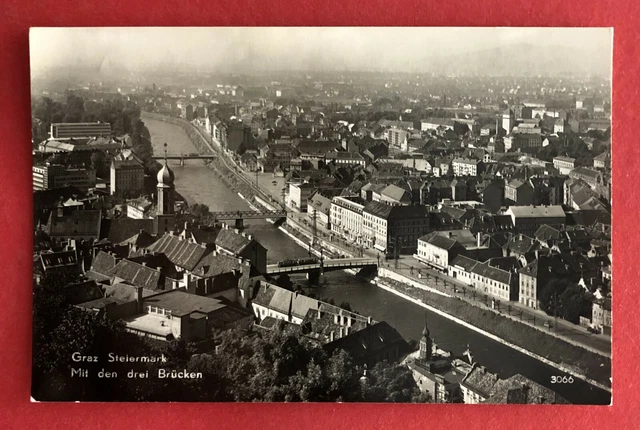 Foto AK GRAZ Steiermark 1959 Stadtansicht mit den 3 Brücken   ( 75244