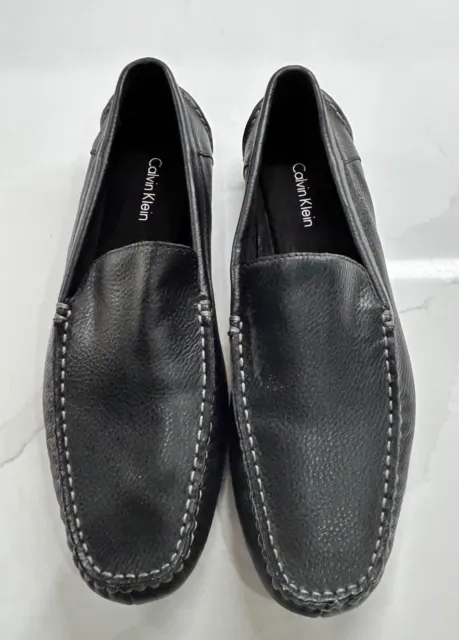 NEW Calvin Klein Miguel Perforated Mens Size 10.5 Leather Loafer Shoes Moc Black