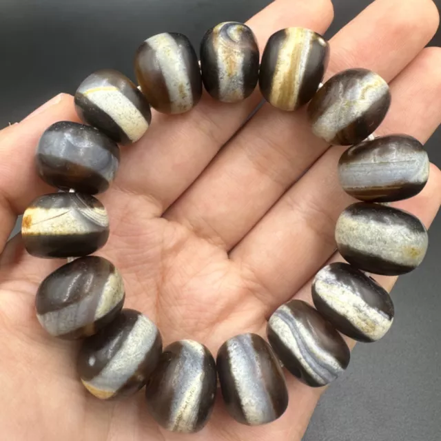 Very Rare Ancient Indo Tibetan Agate South Asian Old Beads Bracelet