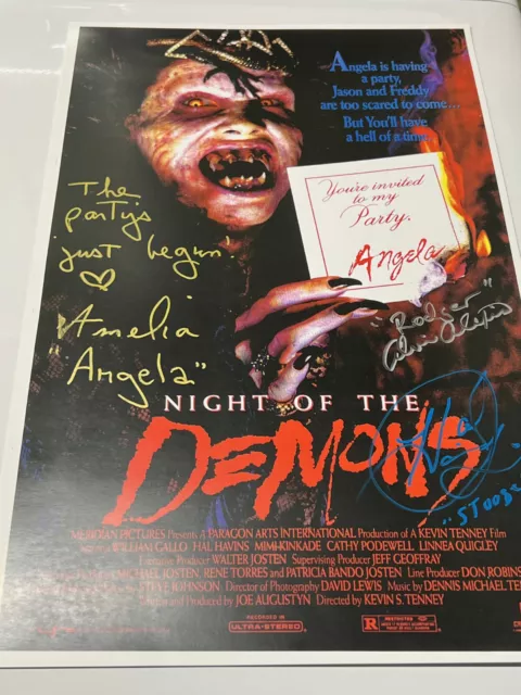 Night of the Demons Signed 11x17 Poster (Kinkade, Alexis, Havins) FREE SHIPPING