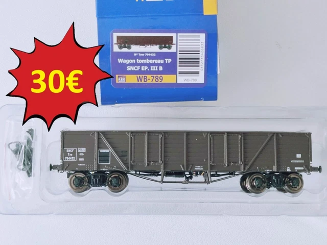 Set de 2 wagons tombereaux PLM 4 portes bois gris PLM, Ep. II - REE WB811 - Paris Modélisme