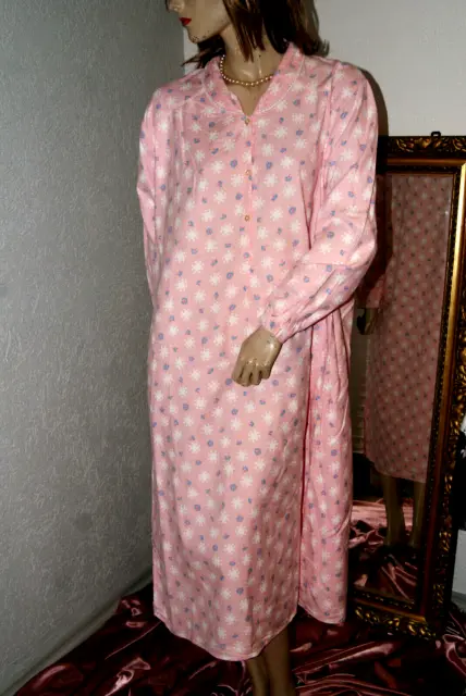 Langes Vintage Nachtkleid * Negligee * Nachthemd rosa hellblau geblümt weich 46