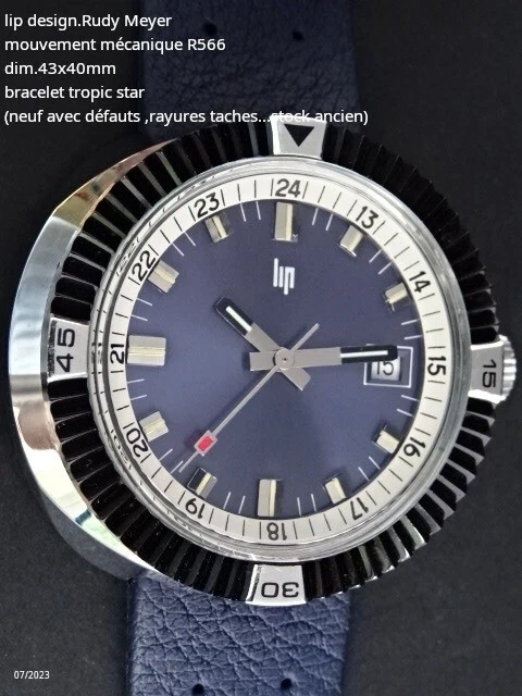 Montre Lip Galaxie Design Rudy Meyer - Mouvement Automatique R 573 - Cadran Gris, Bracelet Cuir - Occasion