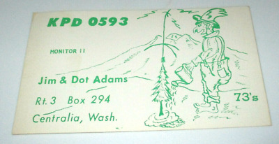 Vintage 1960s QSL Postcard CB Ham Radio Centralia Washington (no date)