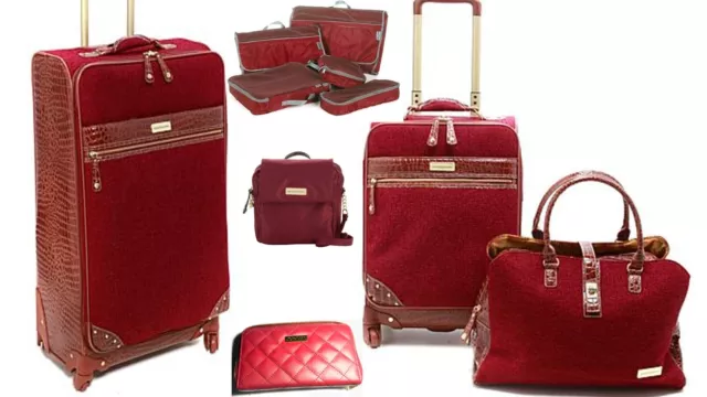 Samantha Brown Luggage TWEED Expandable Upright Spinner Jet Set (Burgundy)